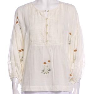 The Great. Embroidered Flowers Blouse